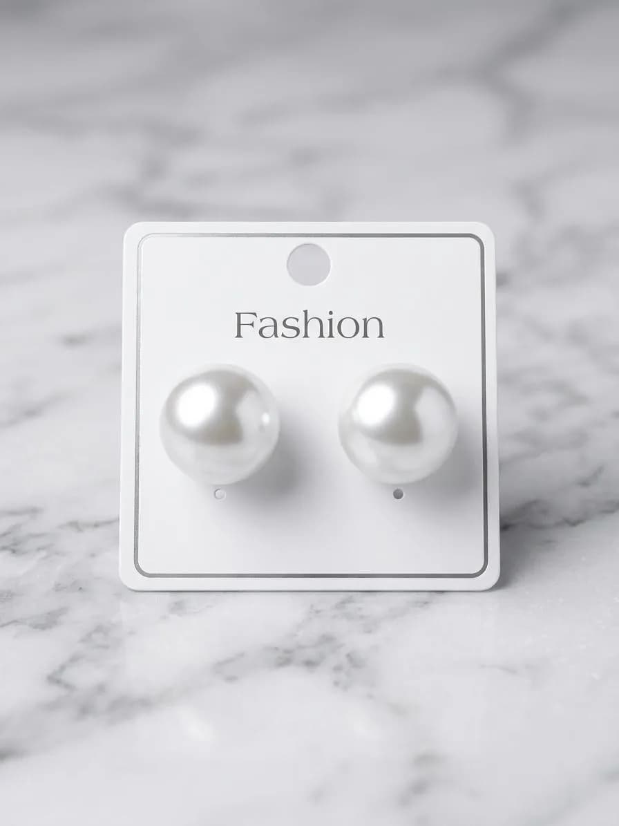 Classic White Pearl Stud Earrings - Timeless Elegance (Only 50 TK)