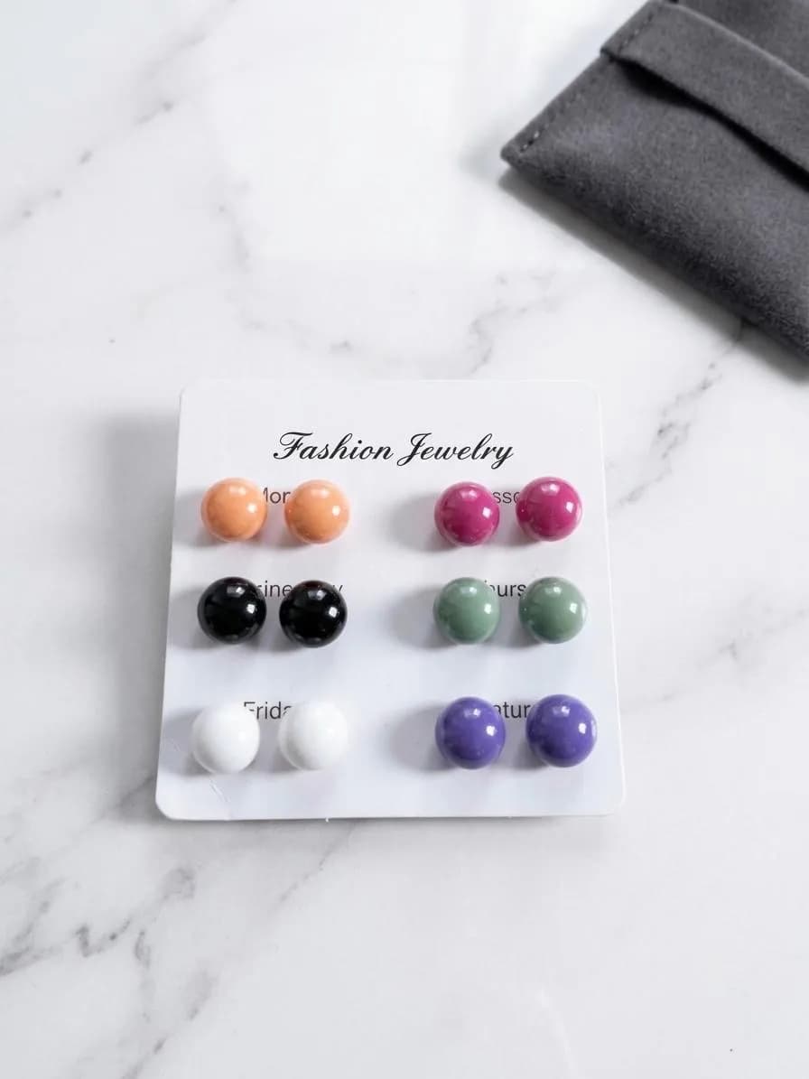 Colorful Everyday Round Stud Earrings - Minimalist Desi